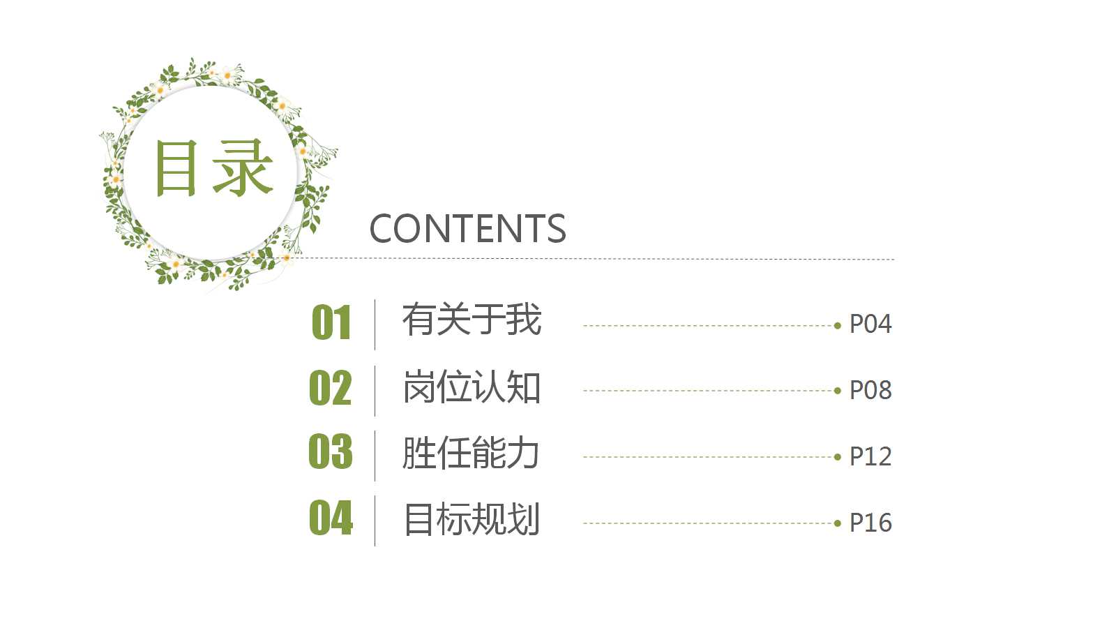 清爽简约绿色花朵ppt模板