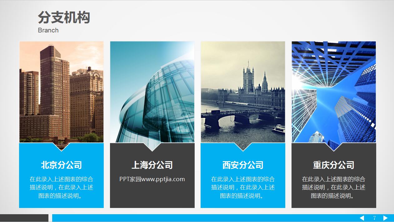 蓝色大气公司简介项目展示ppt模板