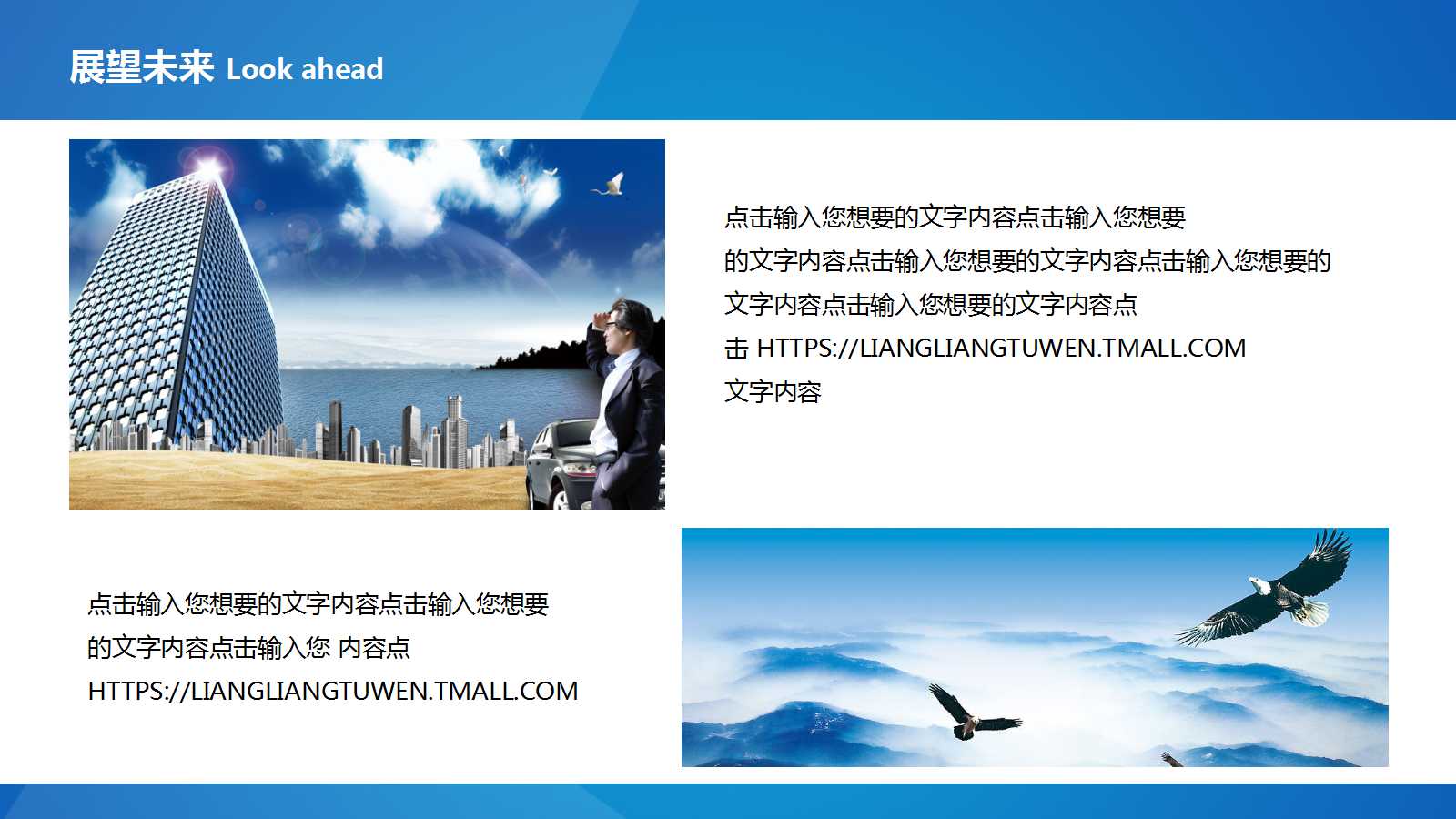 经典蓝色创意办公个人总结ppt模板