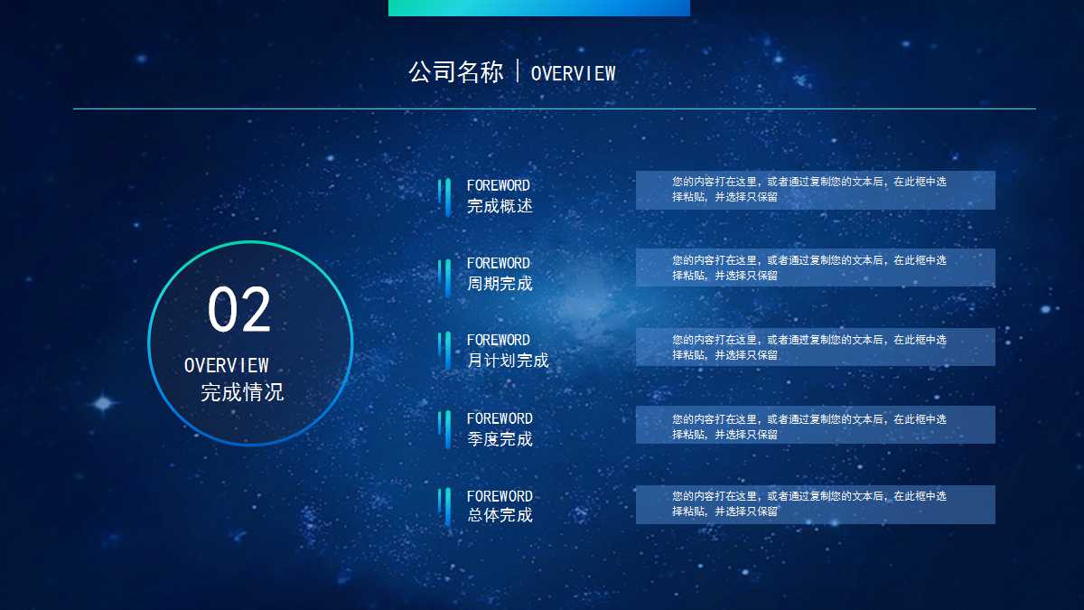 蓝色创意星空工作汇报ppt模板