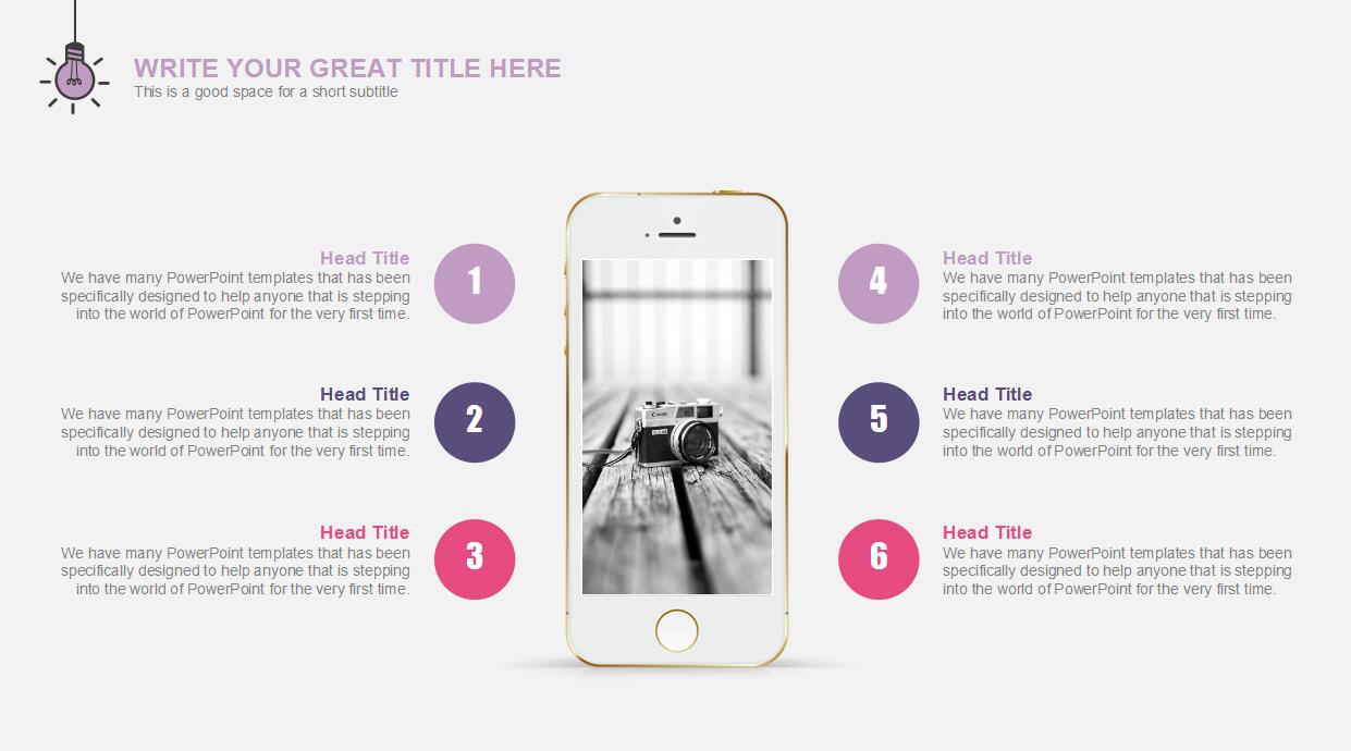 创意彩色灯泡PPT模板