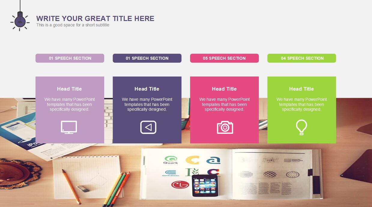 创意彩色灯泡PPT模板