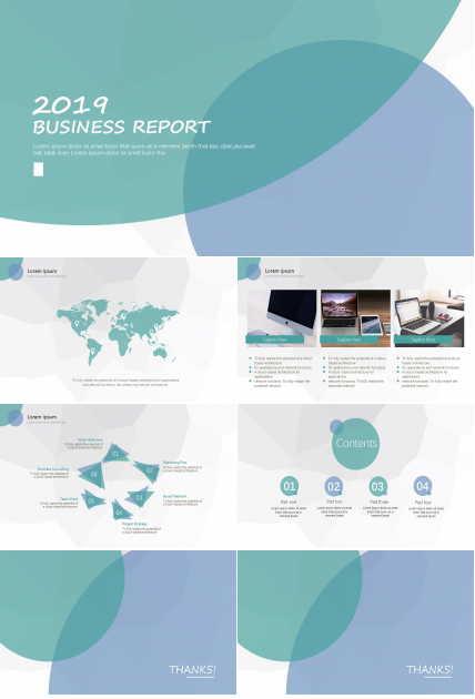 清爽简洁扁平化PPT模板