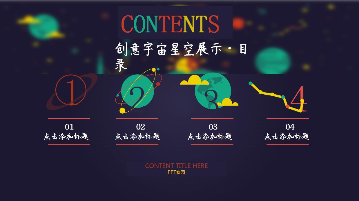 创意宇宙星空卡通PPT模板