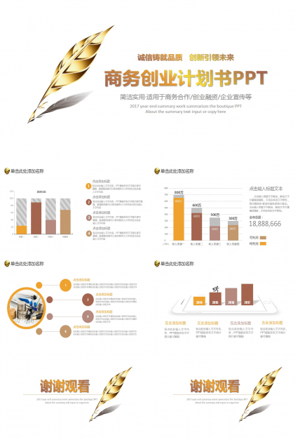 白色简洁商务创业计划书ppt模板