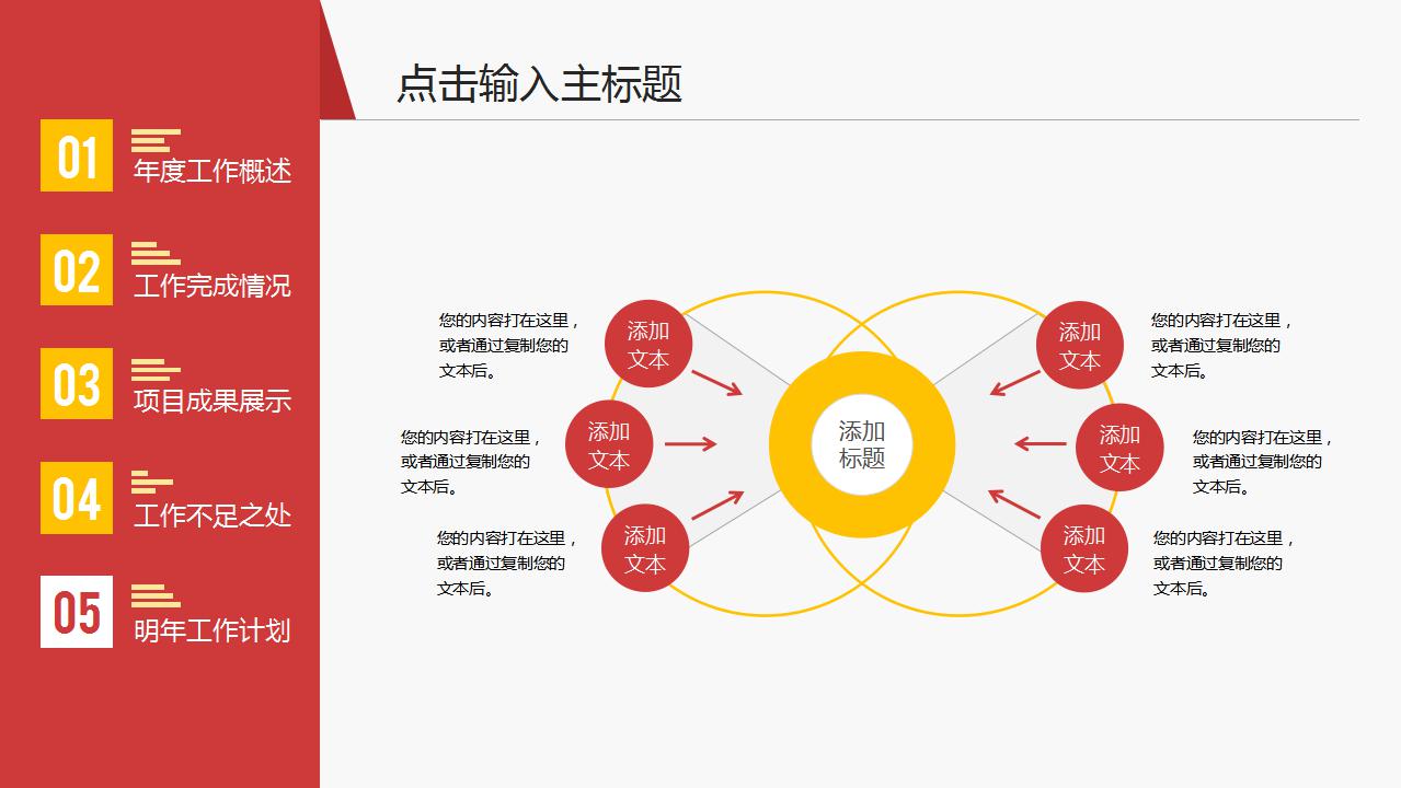 简约红色新年工作计划总结汇报ppt模板