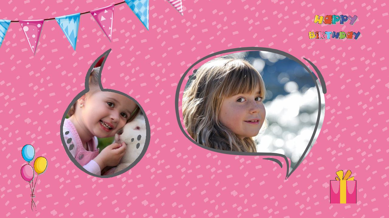 粉色卡通生日ppt模板