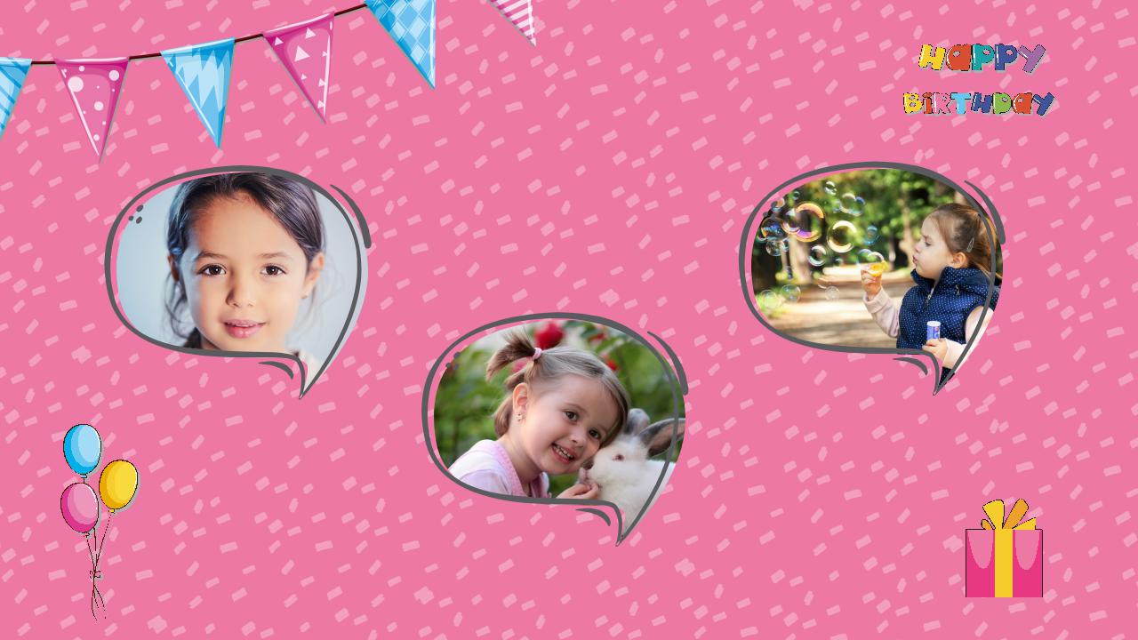 粉色卡通生日ppt模板