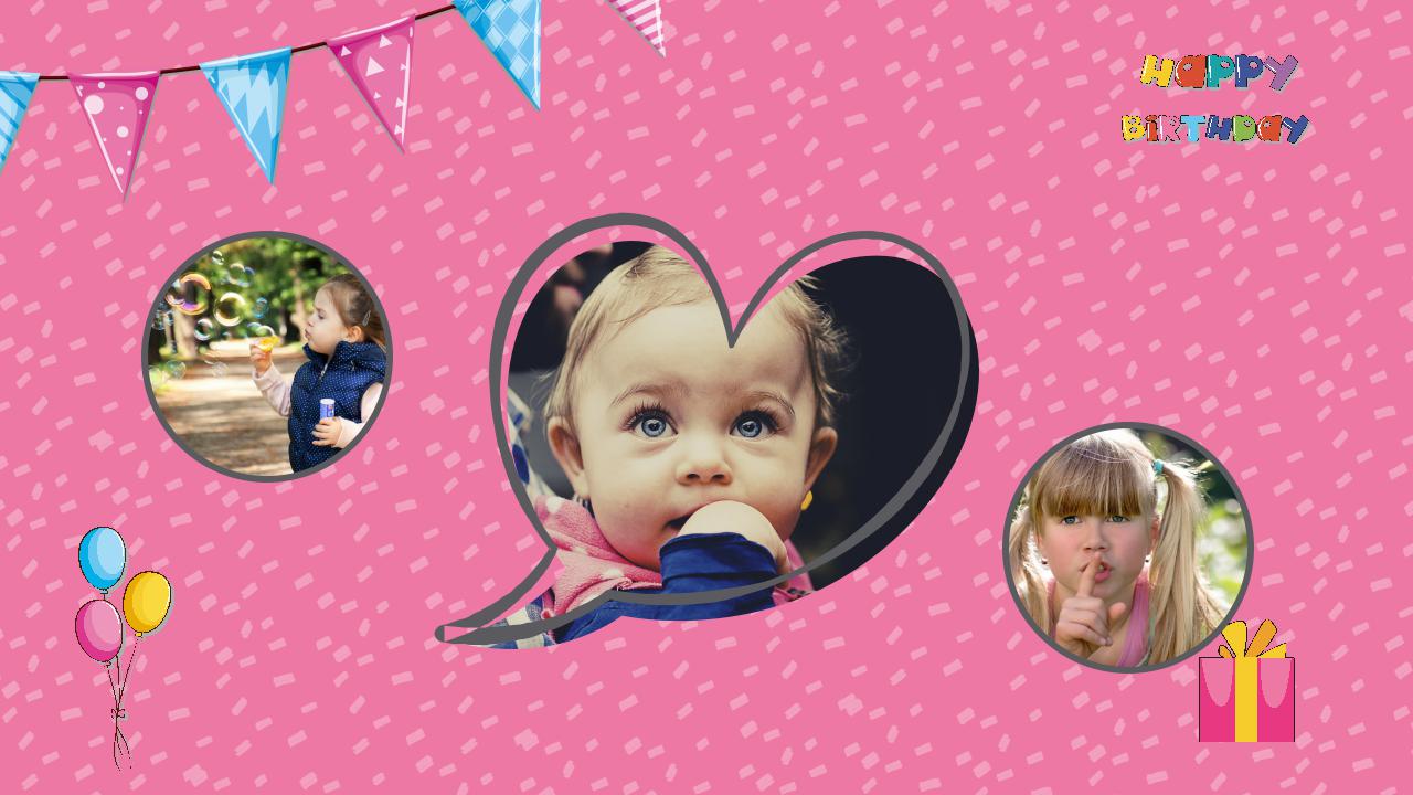 粉色卡通生日ppt模板