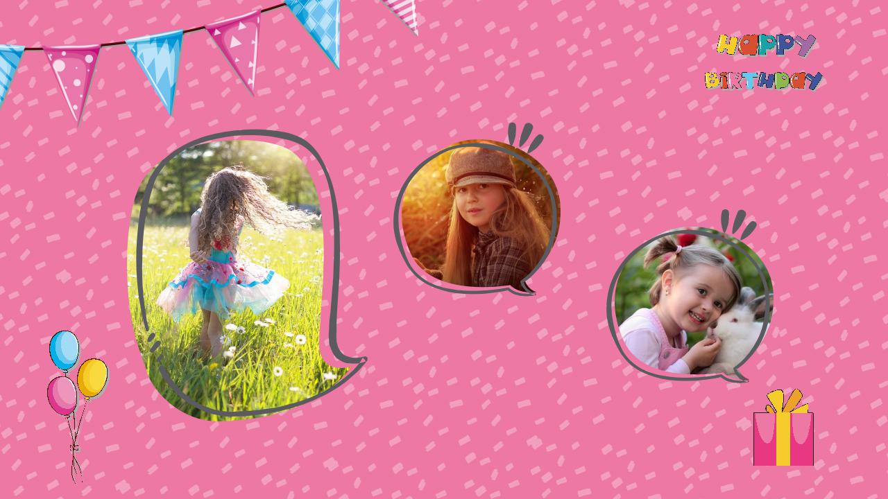 粉色卡通生日ppt模板