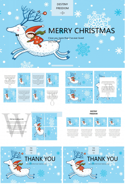 蓝色英文圣诞节ppt模板