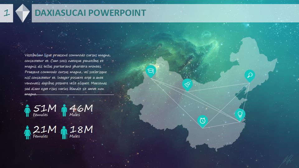 简约星空ios风商务ppt模板