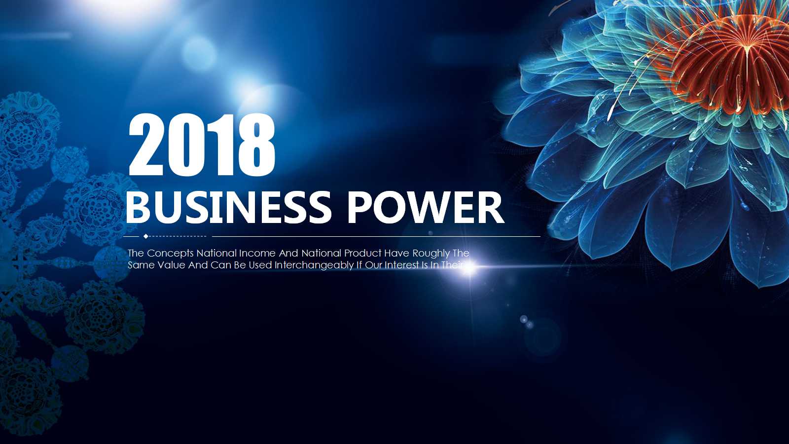 深蓝色创意花朵个人计划ppt模板