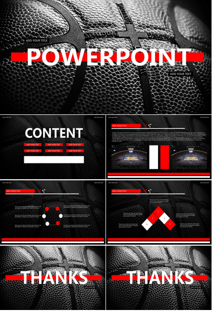 黑色创意篮球主题通用ppt模板