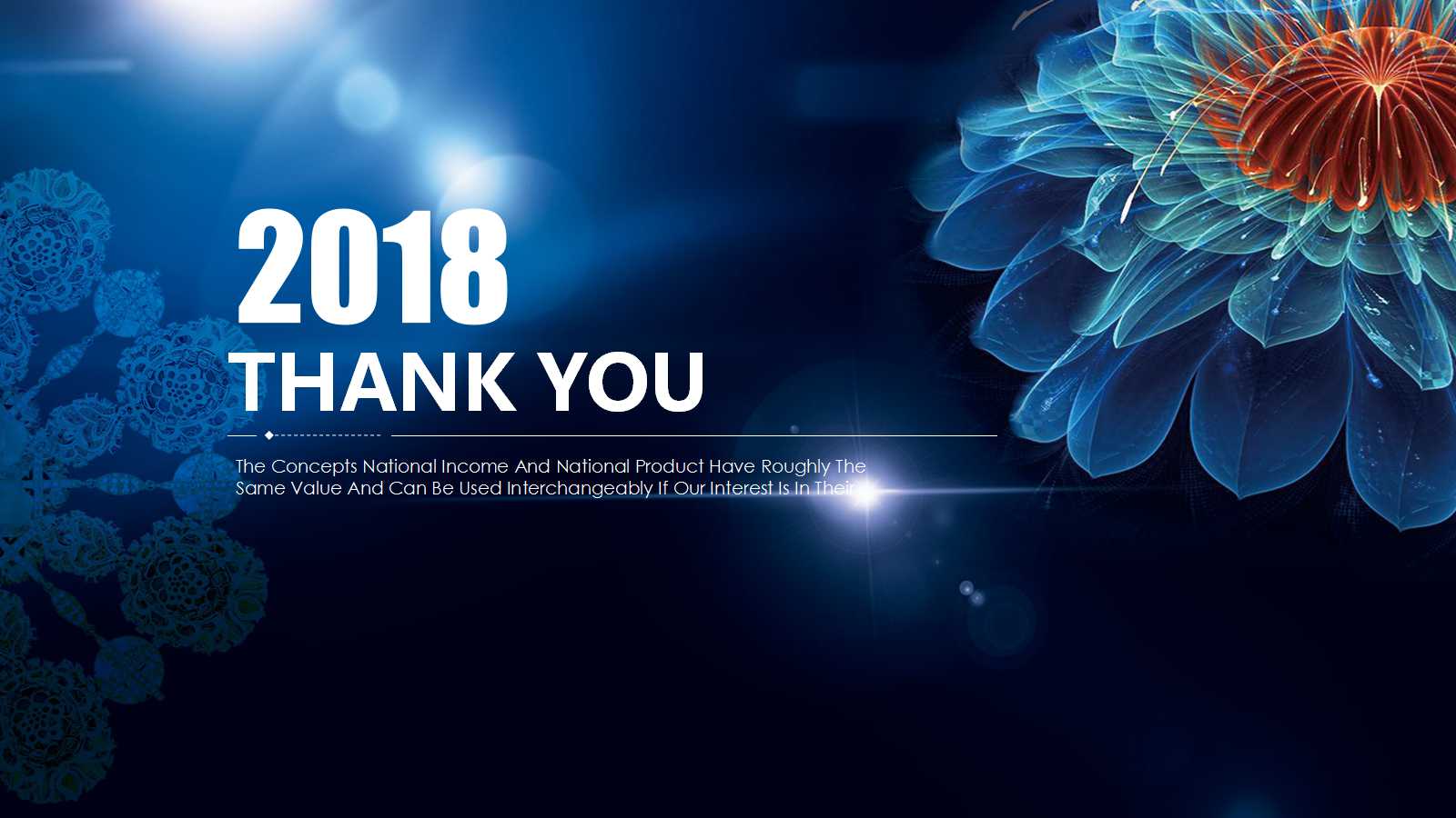 深蓝色创意花朵个人计划ppt模板