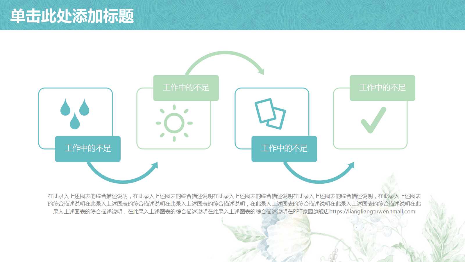 小清新手绘花朵年终总结ppt模板