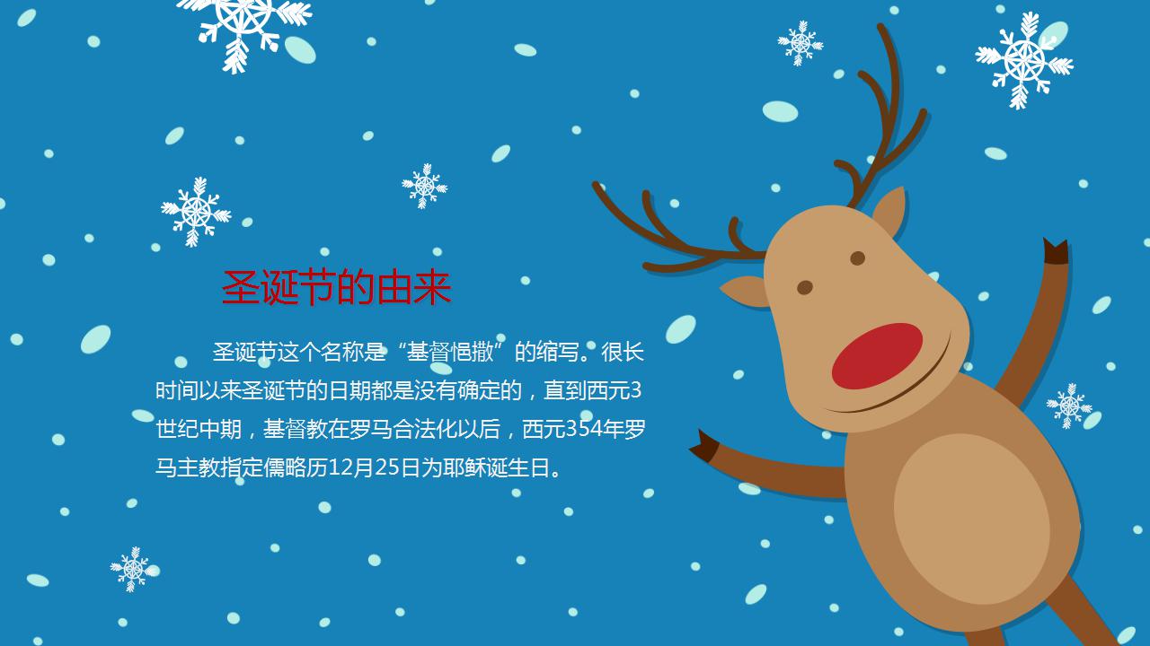 卡通蓝色圣诞节策划ppt模板