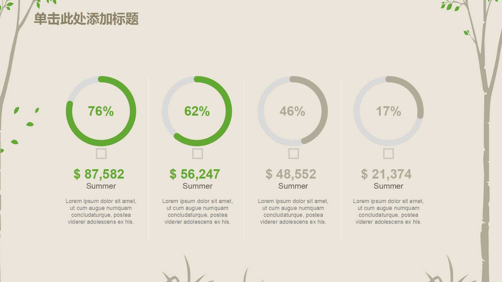 时尚森系文艺年终总结ppt模板