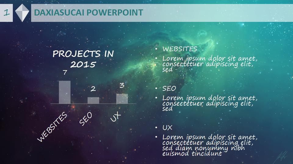 简约星空ios风商务ppt模板