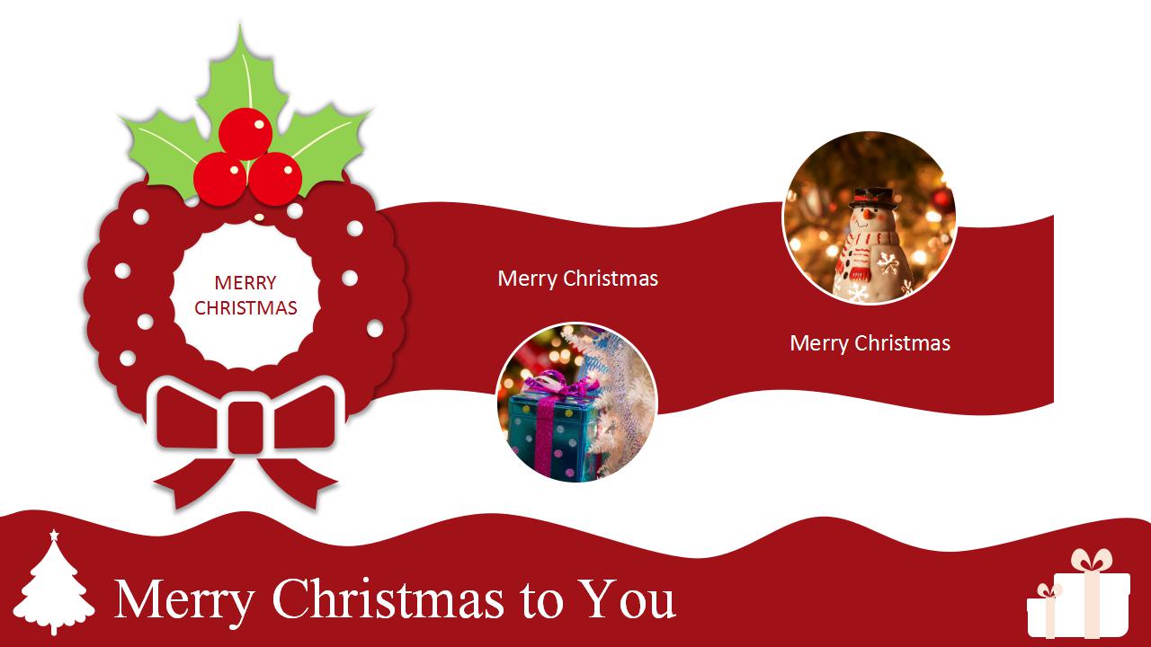 红色简洁圣诞节ppt模板