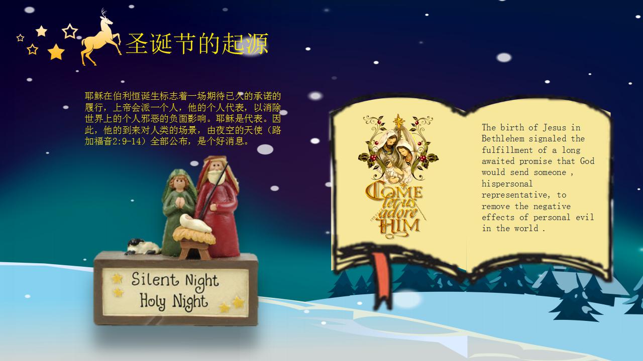 卡通圣诞节中英文介绍ppt模板