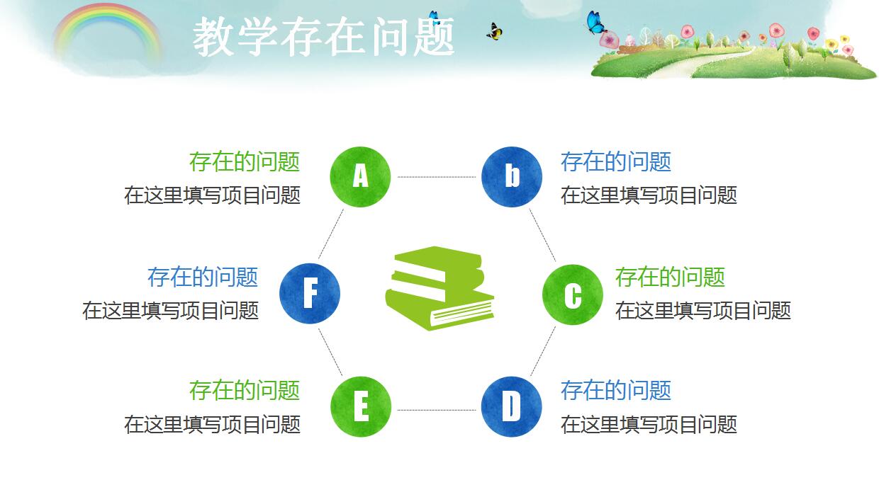 卡通手绘教学述职PPT模板