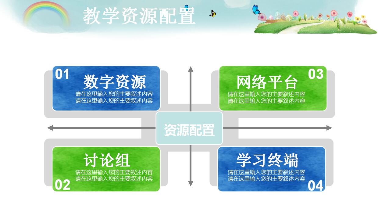 卡通手绘教学述职PPT模板