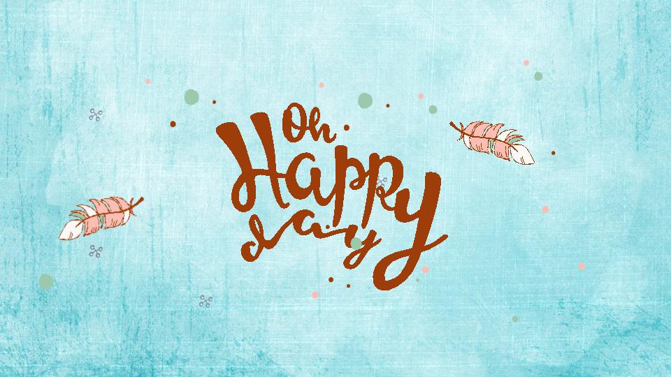 淡雅卡通生日快乐ppt模板