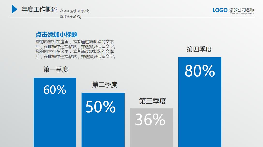 简洁蓝色商务工作总结计划ppt模板