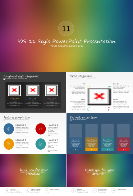 彩色ios风格个人工作总结ppt模板