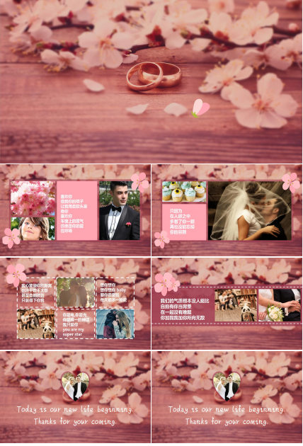 粉色唯美婚庆电子相册ppt模板
