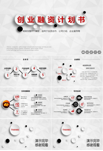 简约商务创业融资计划书ppt模板