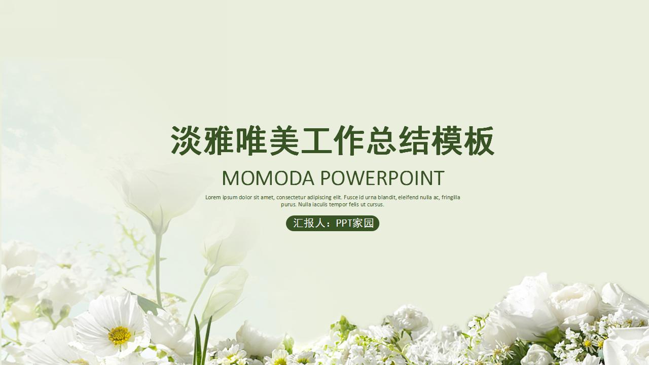 淡雅唯美工作总结ppt模板