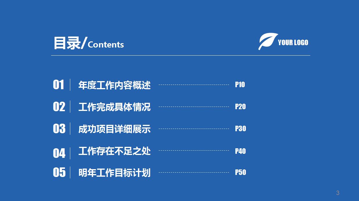 精美蓝色商务年终总结ppt模板