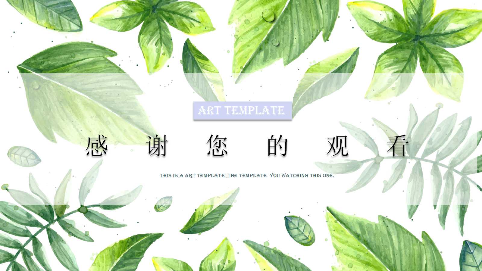 精美清新绿色树叶工作总结ppt模板