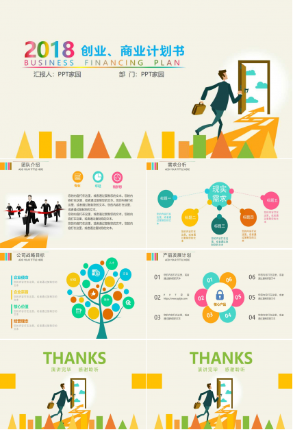 精美彩色商业创业计划书ppt模板