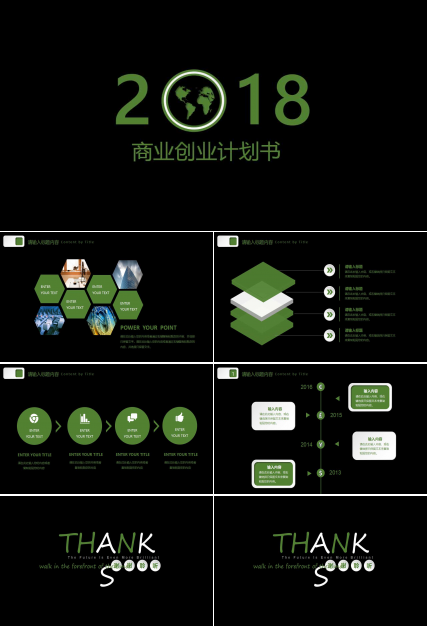 黑色简洁商业创业计划书ppt模板