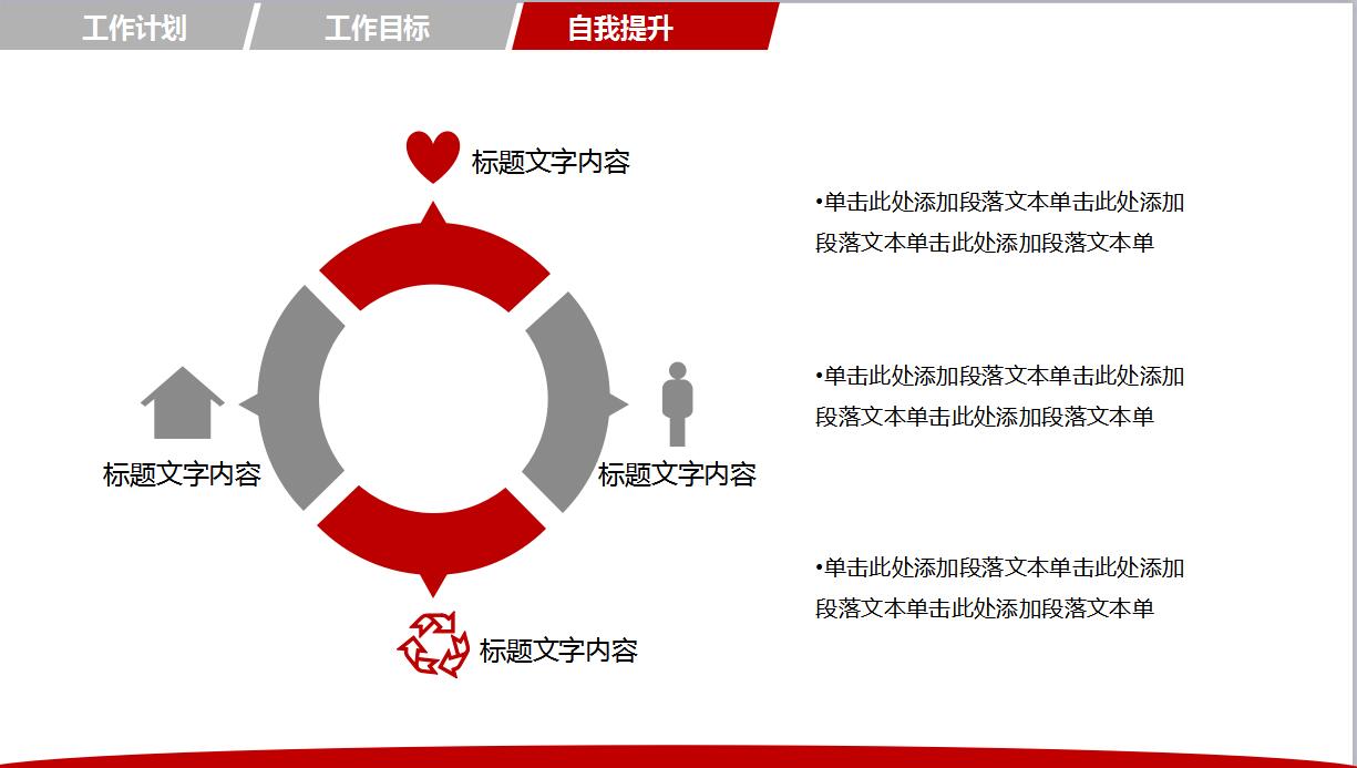 红色扁平化部门年终总结ppt模板