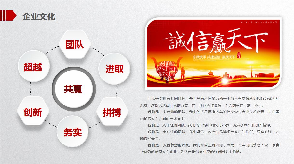 红白微立体企业形象展示ppt模板