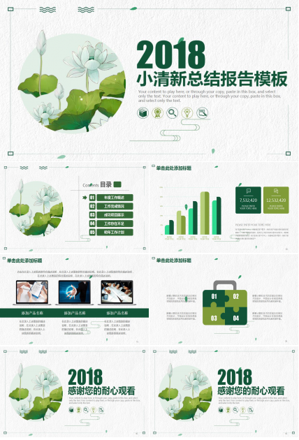清新精美工作总结报告ppt模板