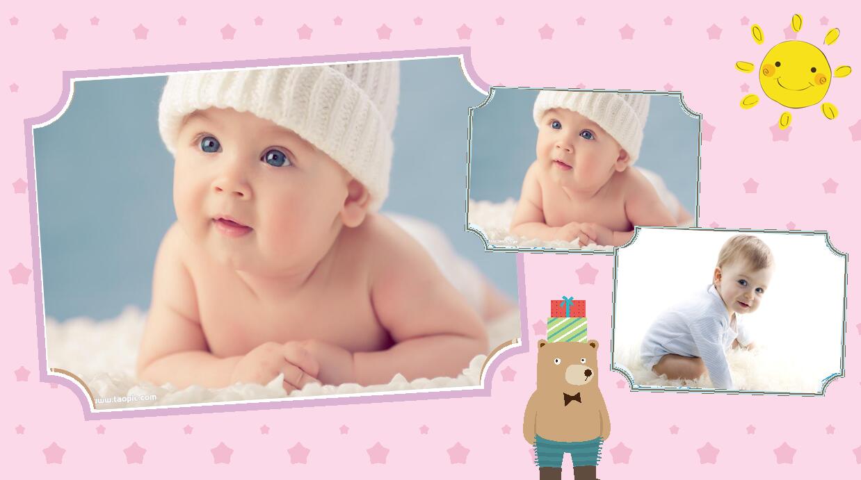 卡通儿童成长相册PPT模板