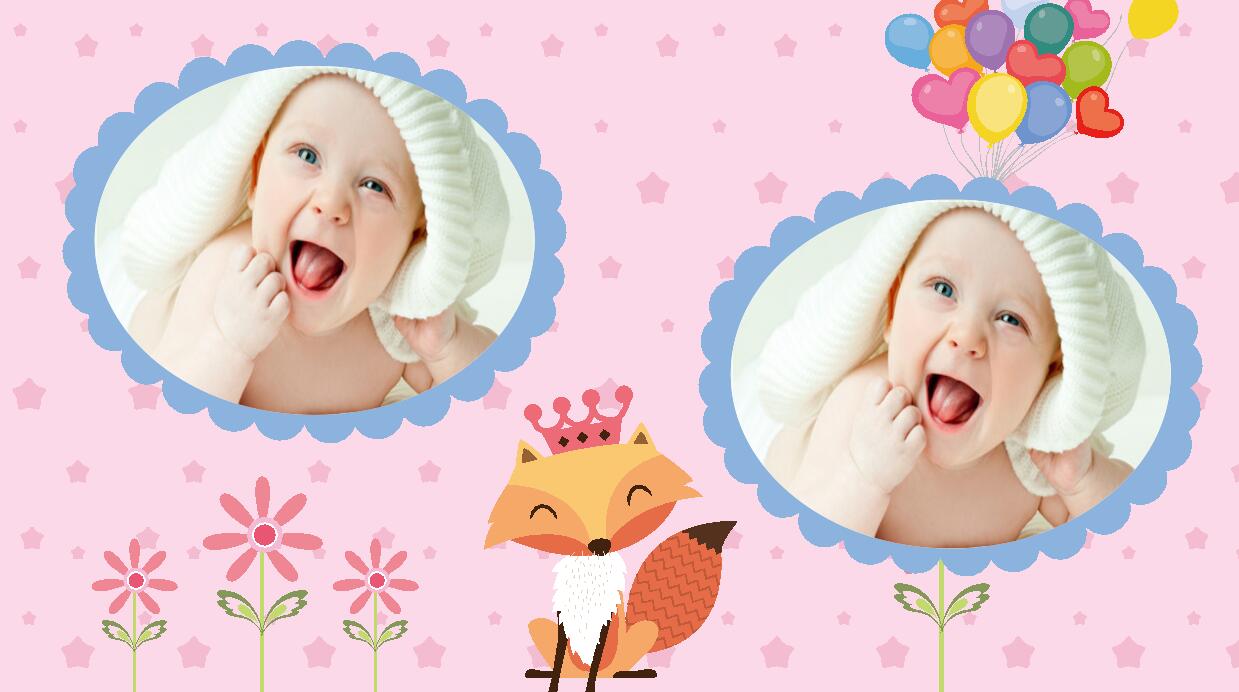 卡通儿童成长相册PPT模板