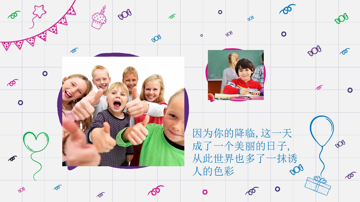 可爱儿童生日相册PPT模板