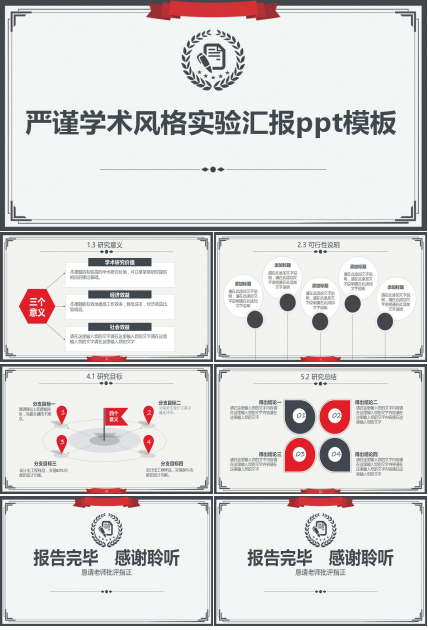 学术风格实验汇报ppt模板