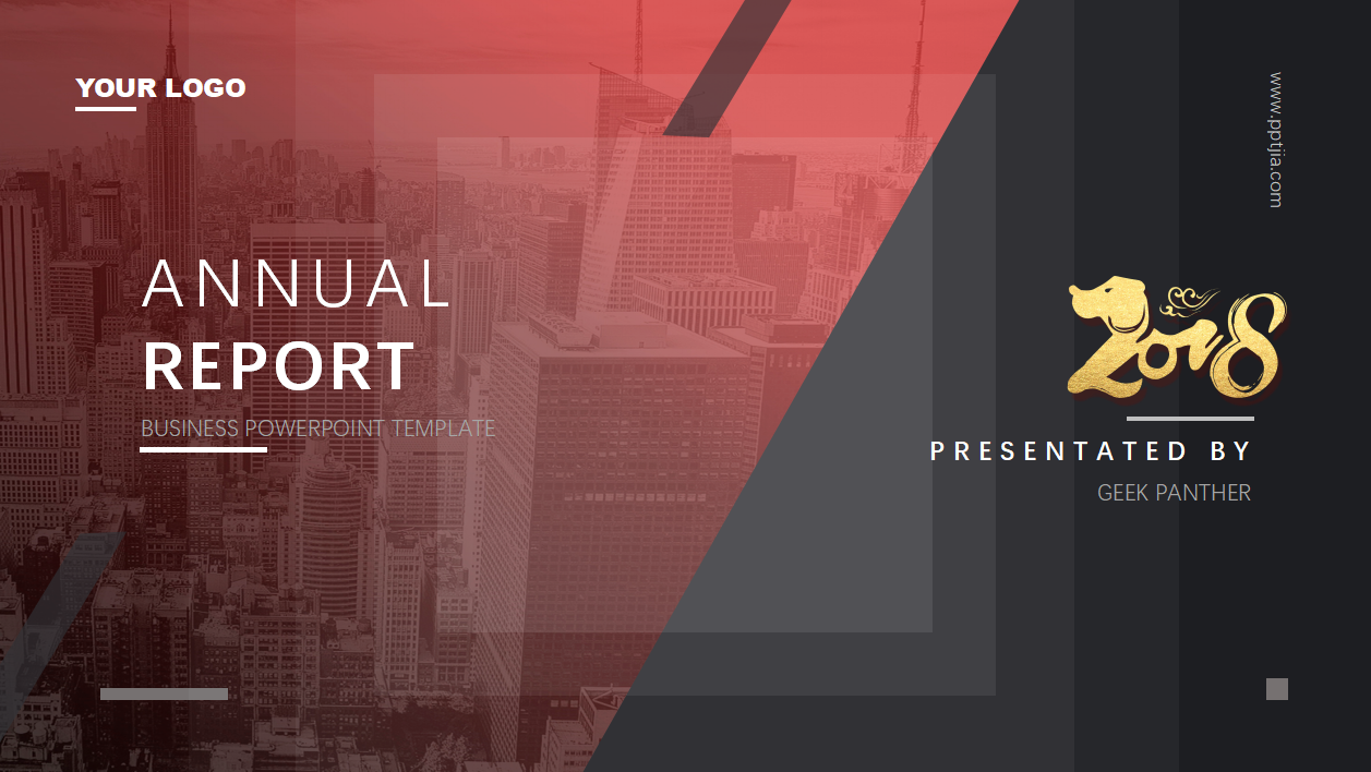 绯红色高端年终总结汇报ppt模板