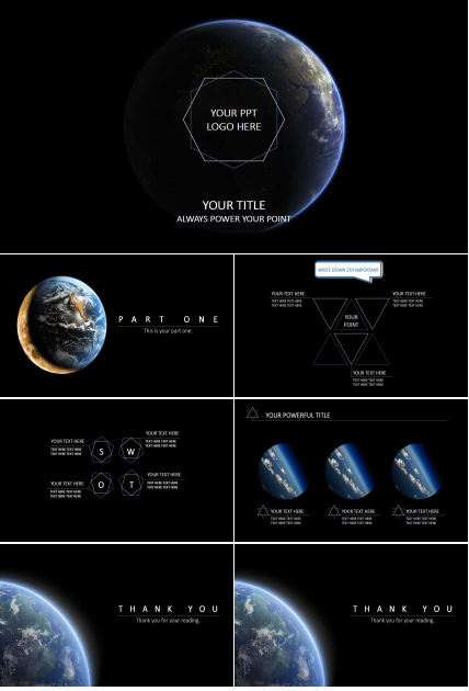 地球仪PPT背景模板