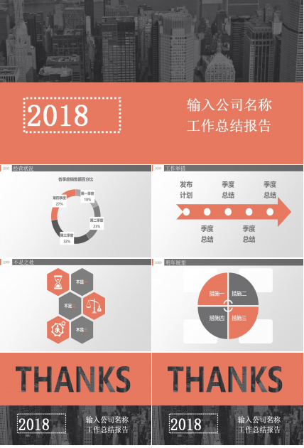 橙色销售业绩总结报告ppt模板