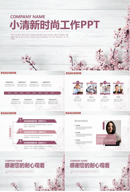 小清新时尚工作总结ppt模板