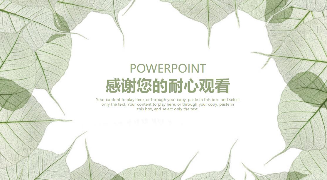 清新绿叶工作总结PPT模板