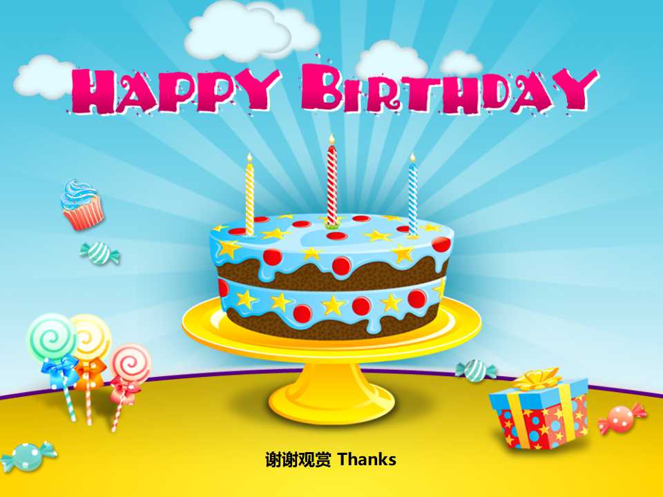 精美卡通生日快乐ppt模板